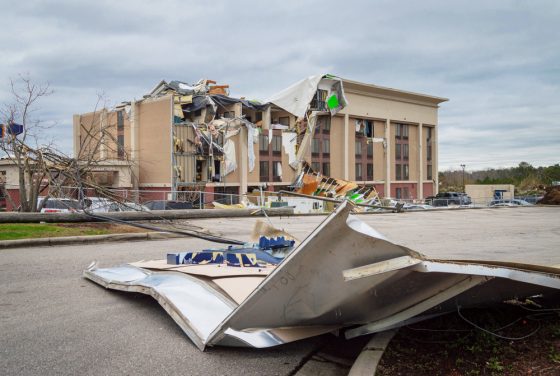 aftermath of tornado damage