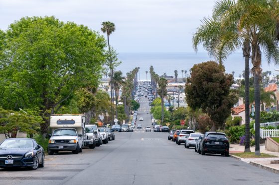 A Steep Street with a View Leading Down to Ocean Beach in San Diego California