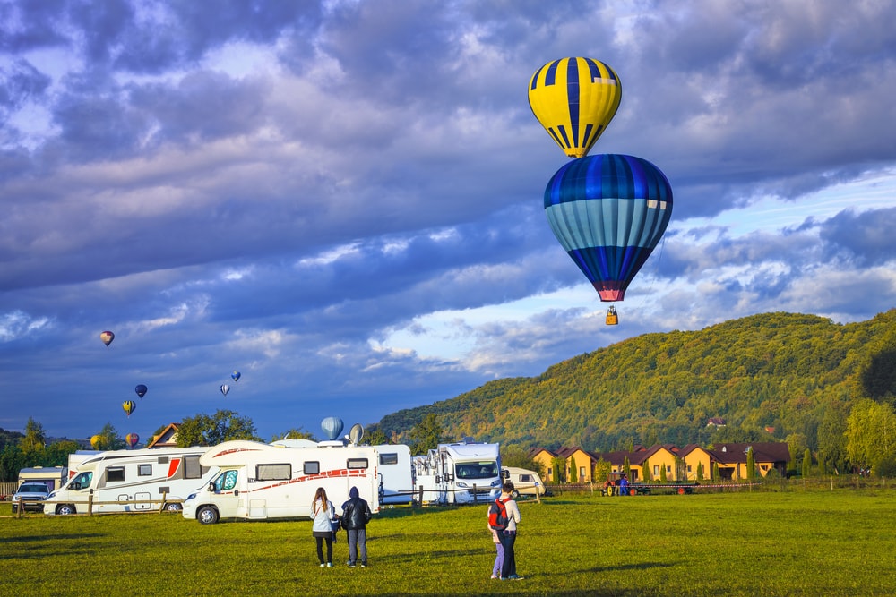 RVs at a hot air balloon festival