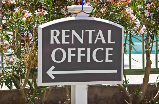 Sign points the way to affordable rentals in California
