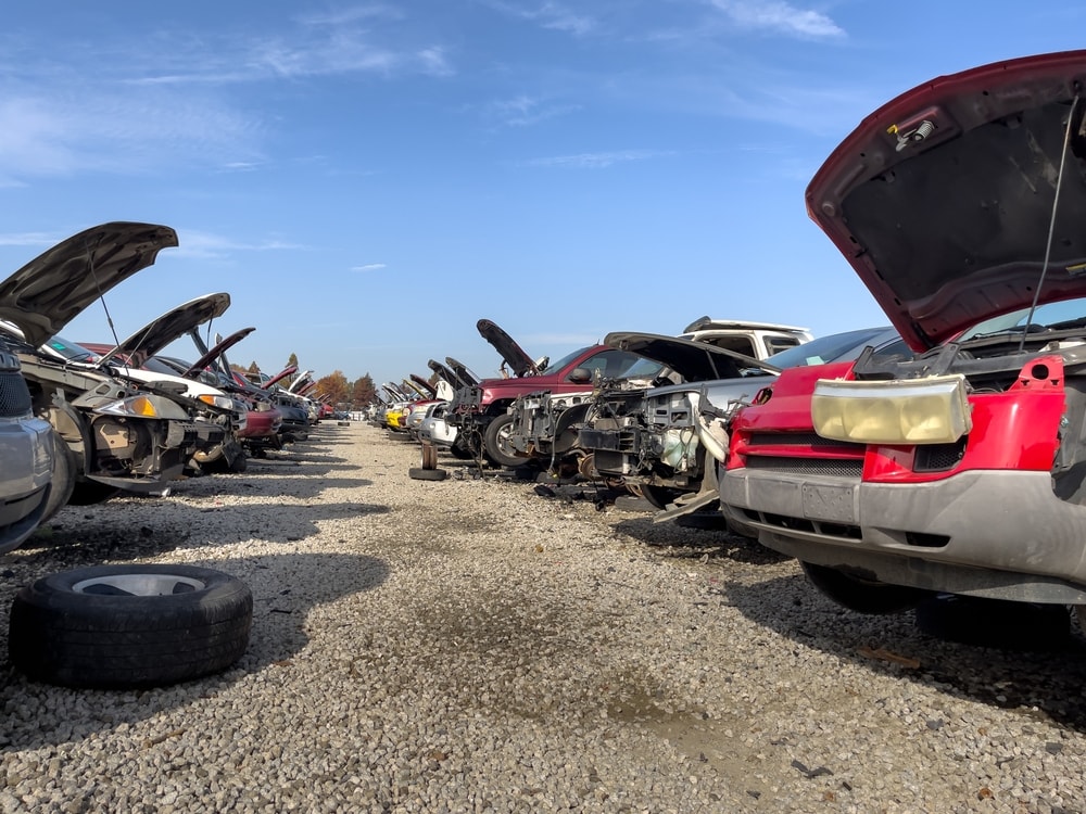 Various cars in a junk year to purchase with a salvage title - cheap car insurance in California.