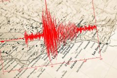 Picture of a seismic blot on top of California map.