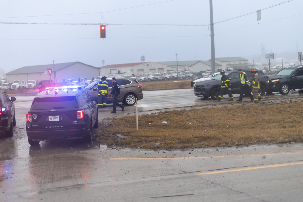 A multi-car accident in the rain - cheap car insurance in California.