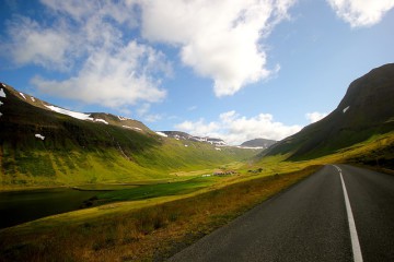 Traveling on a scenic road by car