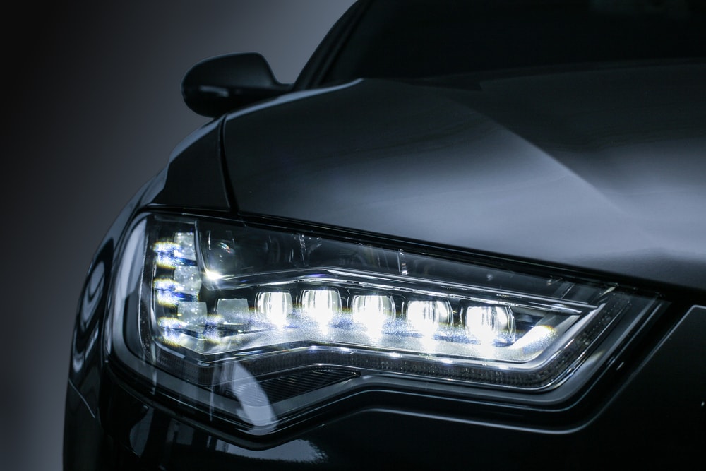 front view of a cars led headlights