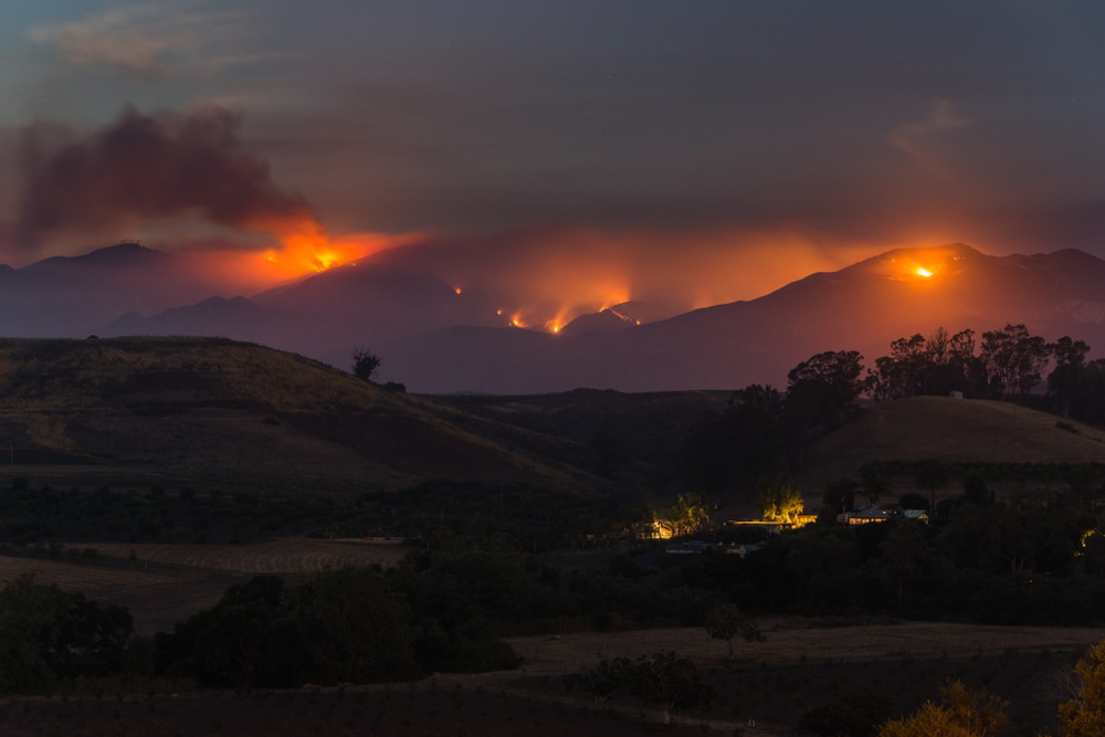 california wildfire in mountains
