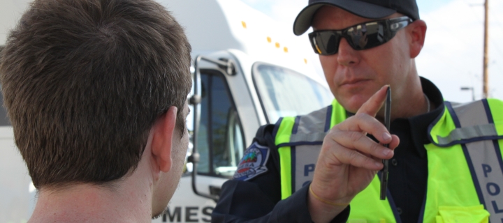 A driver faces a field sobriety test.