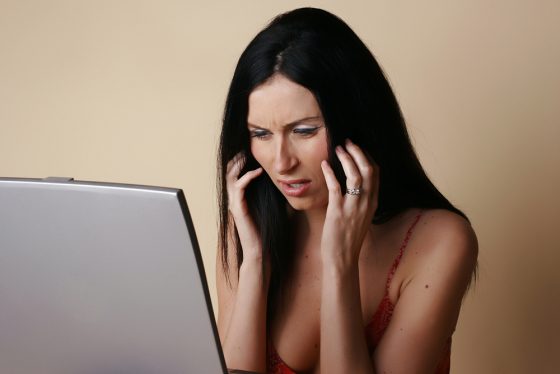 Woman frustrated from identity theft